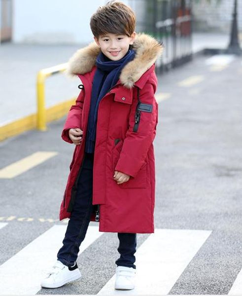 2018 winter spring warm 5-12 y boys long down cotton jackets & coats baby kids winter down jacket children outwear clothes, Blue;gray
